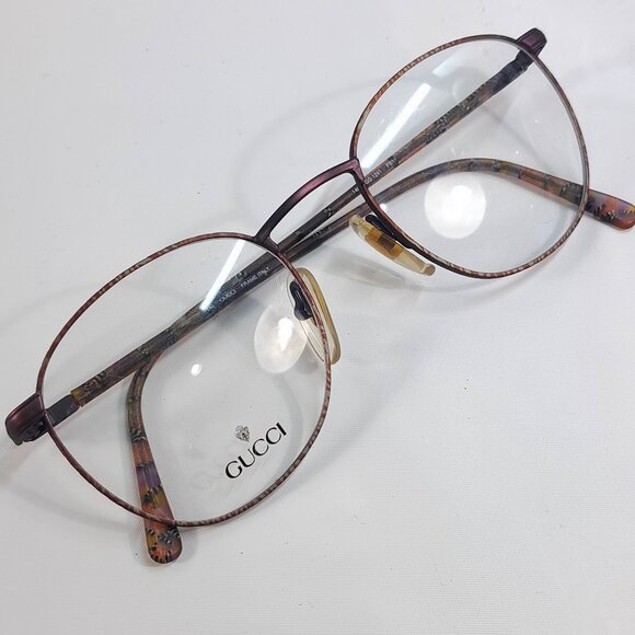 Gucci GG 1241 FB9 eyeglasses frame 50-20-140 brown pattern round women's glasses - Picture 1 of 13